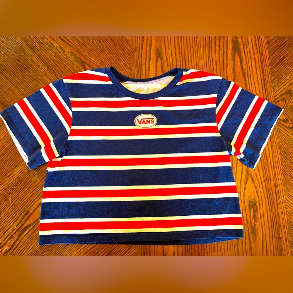 Vans Red White Blue Striped Shortsleeve TShirt Size XL